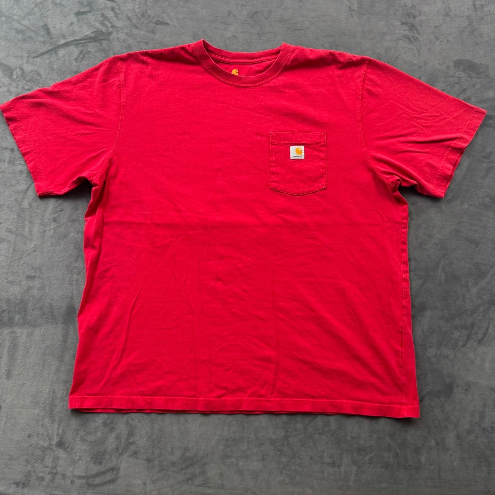 Carhartt Mens 2XL Red Short Sleeve Pocket T-Shirt Original Fit K87 Heavyweight